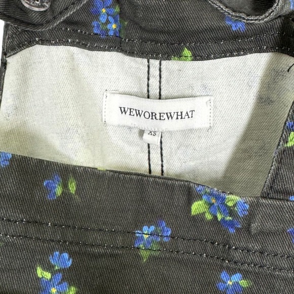 WeWoreWhat Ditsy Floral Print Slouchy Slit Overalls XS Black Blue Adjustable - Picture 9 of 10